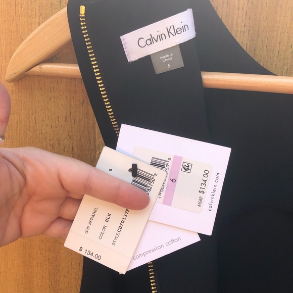 Calvin Klein Black Side Cut Out High Neck Sheath Dress - Size 6 - Picture 13 of 14